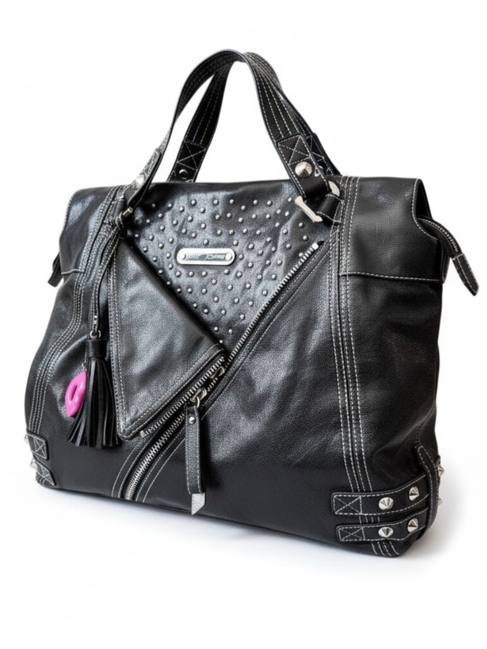 Betsey Johnson Genuine Leather Biker Stud Bag